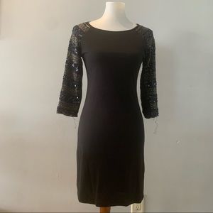 1971 Reiss | Beaded Sleeve Sheath Dress